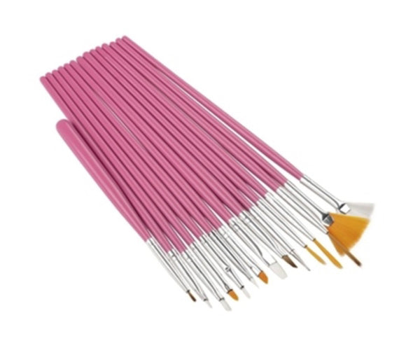 Pink Nail Art Brush Set 15 Pc